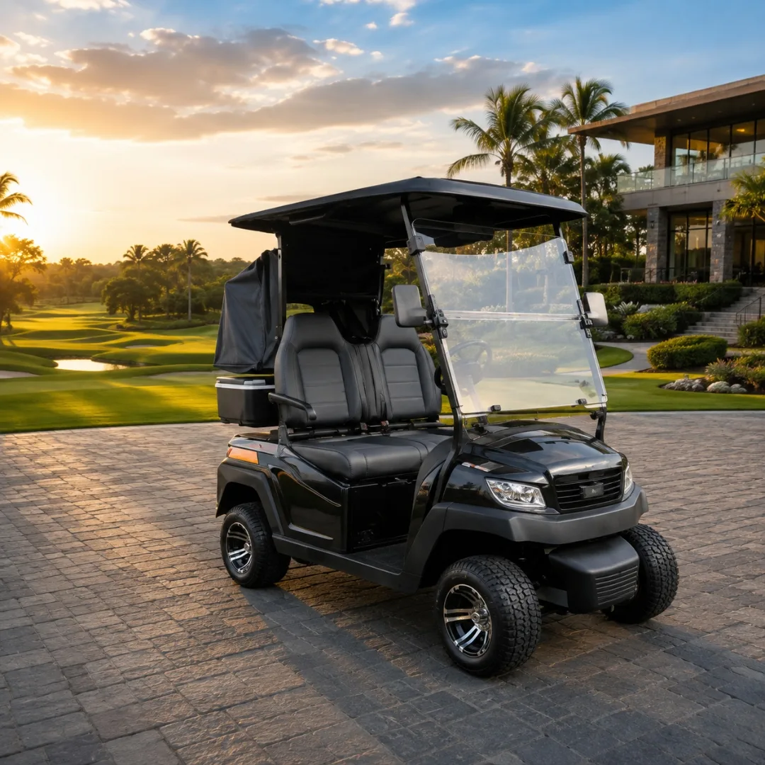 Carrinho de golf 2 lugares preto grafite com bateria de lítio